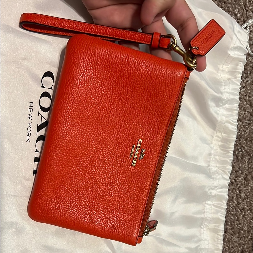 Coach Red Pebbled Leather Clutch
